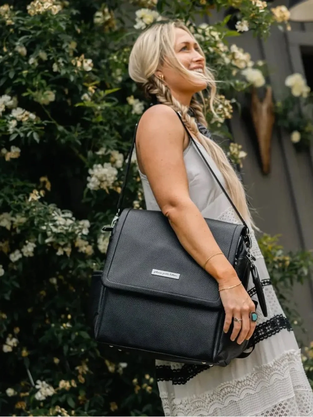 Petunia Pickle Bottom Black Textured Messenger Bag for Men